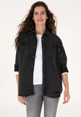 Kadın Siyah Jean Gömlek - 50304311005