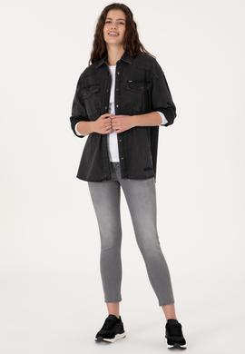 Kadın Siyah Jean Gömlek - 50304311005