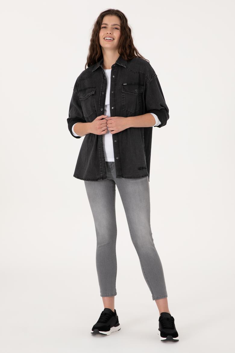 Kadın Siyah Jean Gömlek - 50304311005