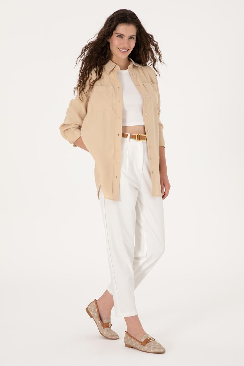 Kadın Krem Örme Pantolon - 50300650014