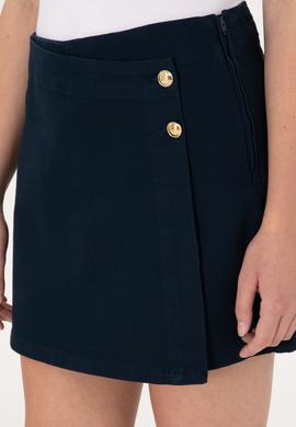 Kadın Lacivert Dokuma Şort Etek - 50300616022