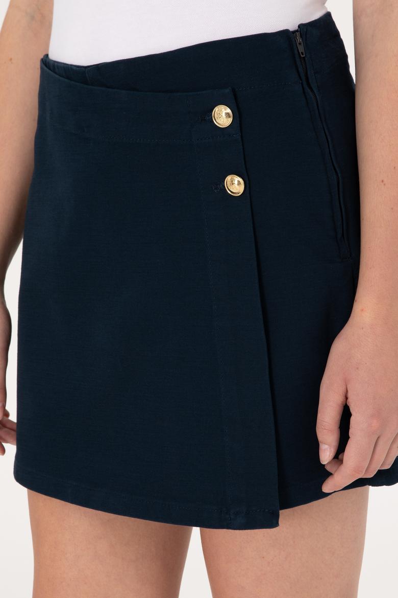 Kadın Lacivert Dokuma Şort Etek - 50300616022