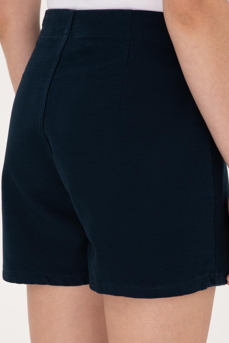 Kadın Lacivert Dokuma Şort Etek - 50300616022