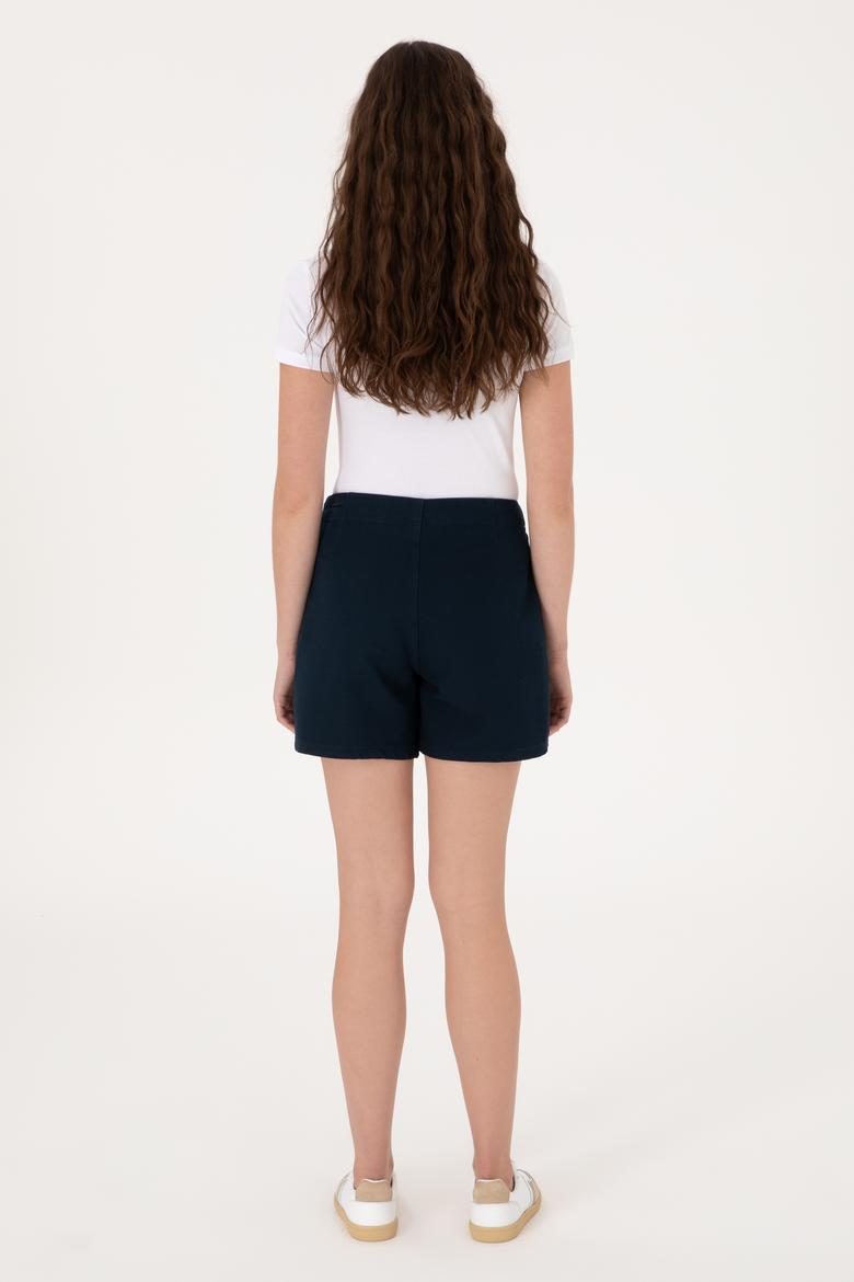 Kadın Lacivert Dokuma Şort Etek - 50300616022