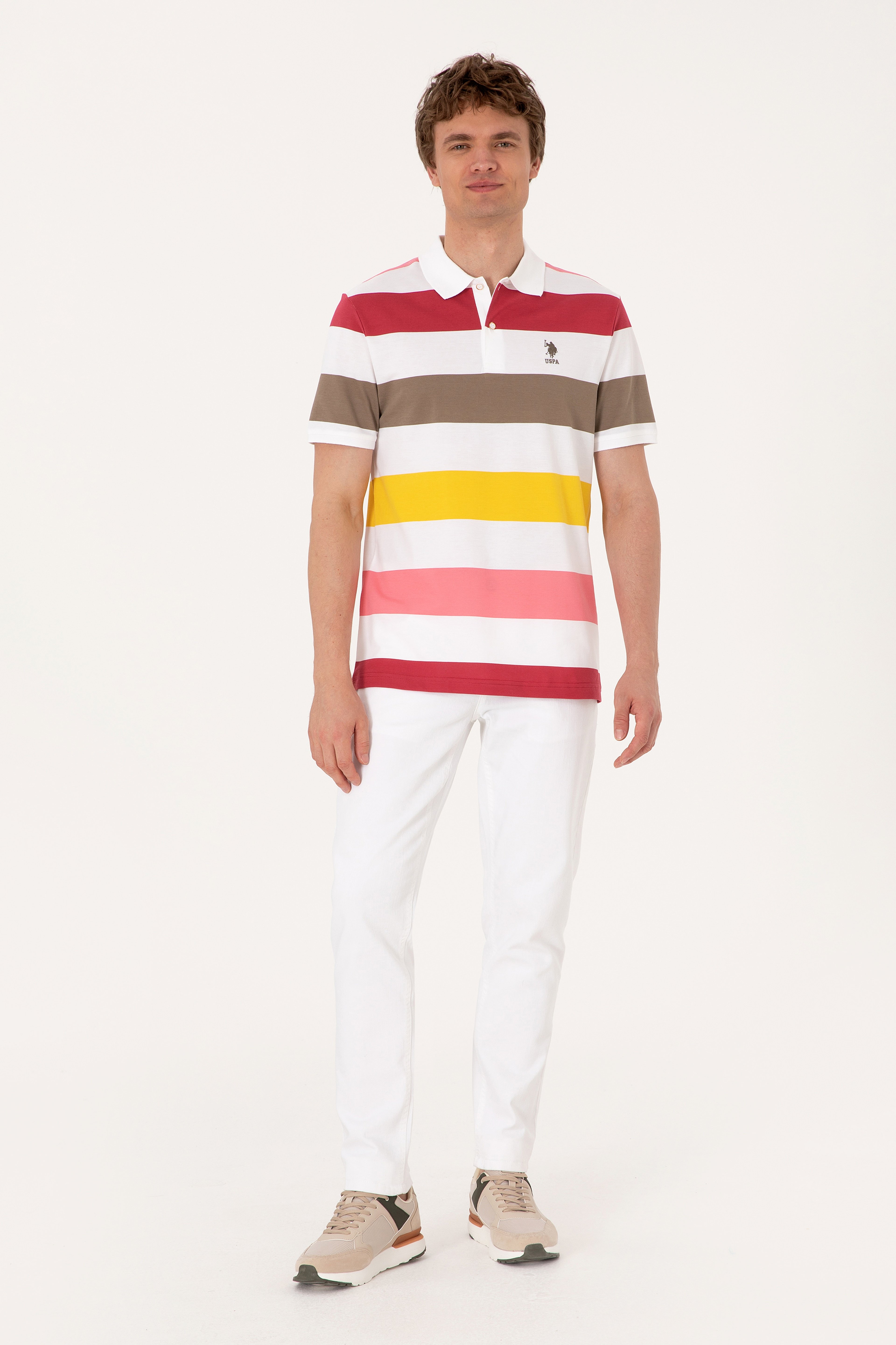 Erkek Regular Fit Polo Yaka Vizon Tişört - Image 4