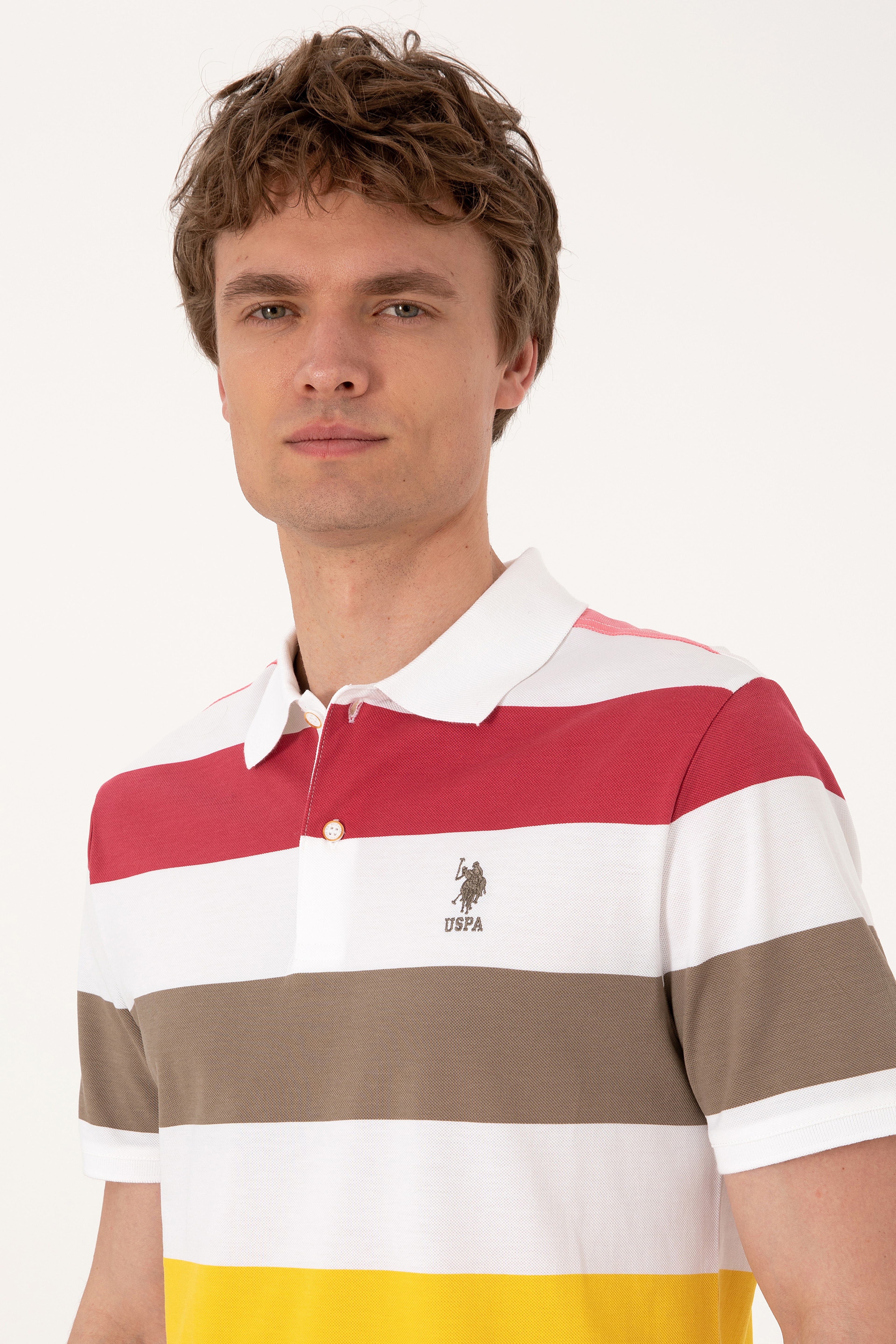 Erkek Regular Fit Polo Yaka Vizon Tişört - Image 2