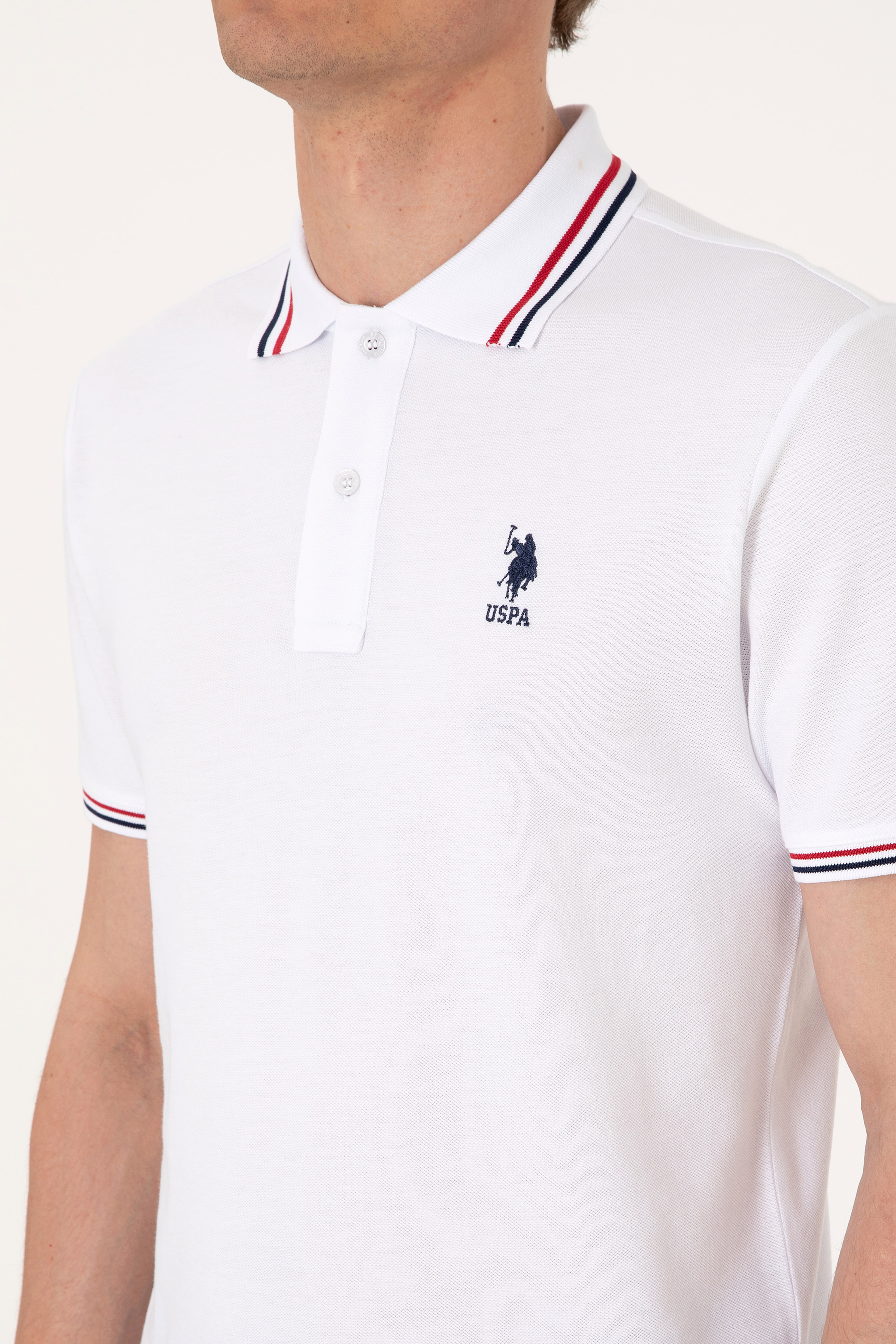 Erkek Regular Fit Beyaz Polo Yaka Basic Tişört - Image 7