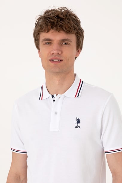 Erkek Regular Fit Beyaz Polo Yaka Basic Tişört