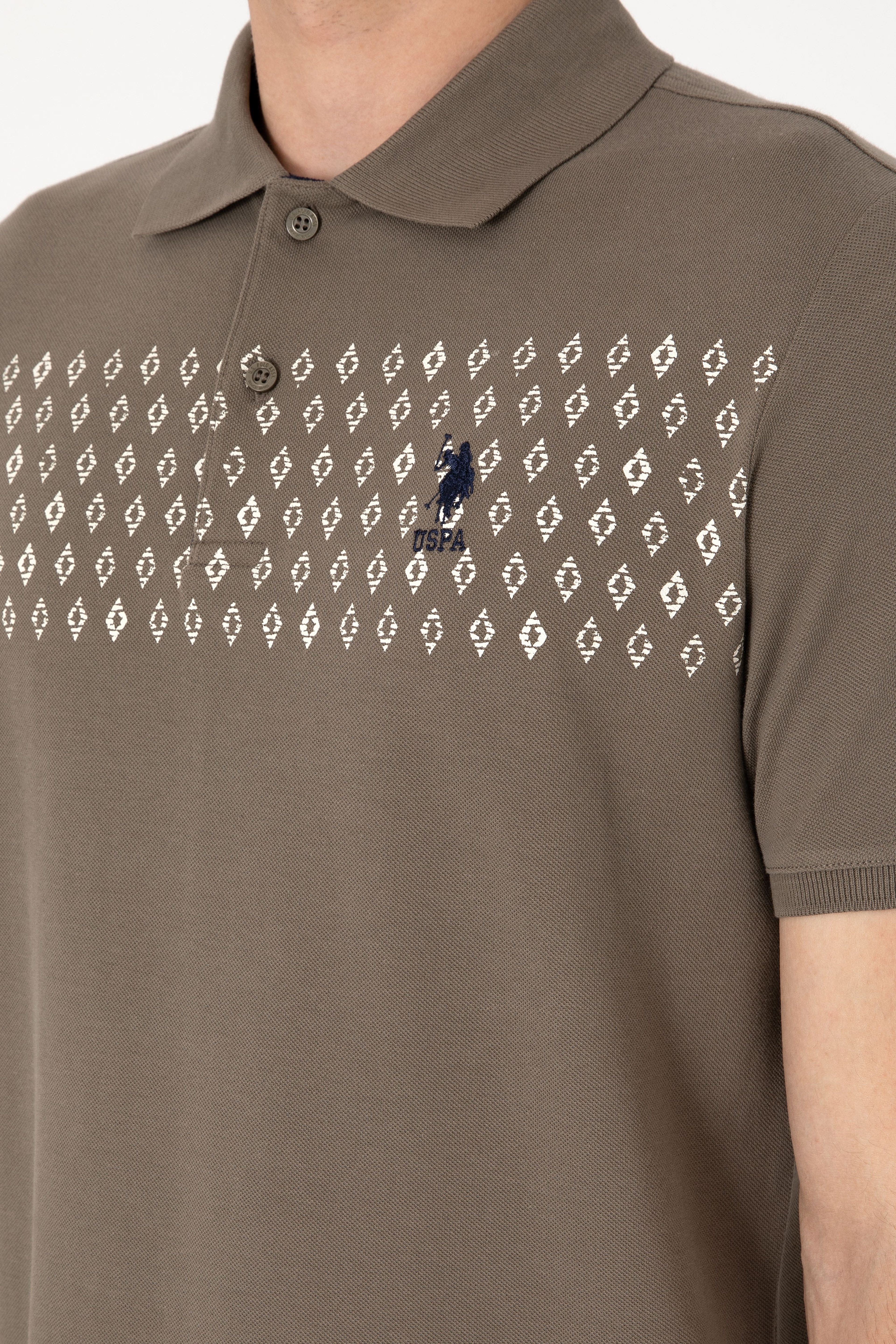 Erkek Regular Fit Polo Yaka Vizon Tişört