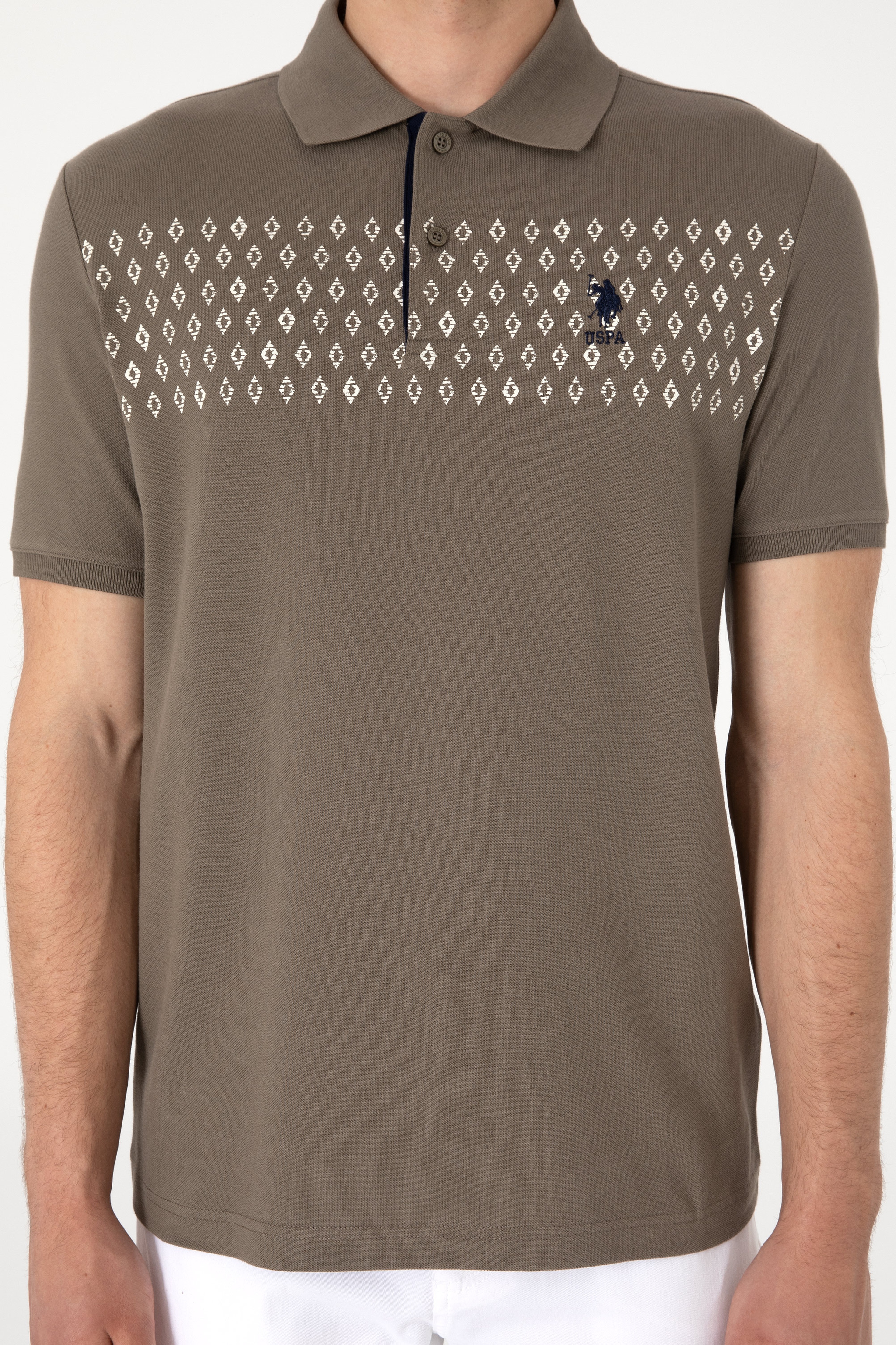 Erkek Regular Fit Polo Yaka Vizon Tişört
