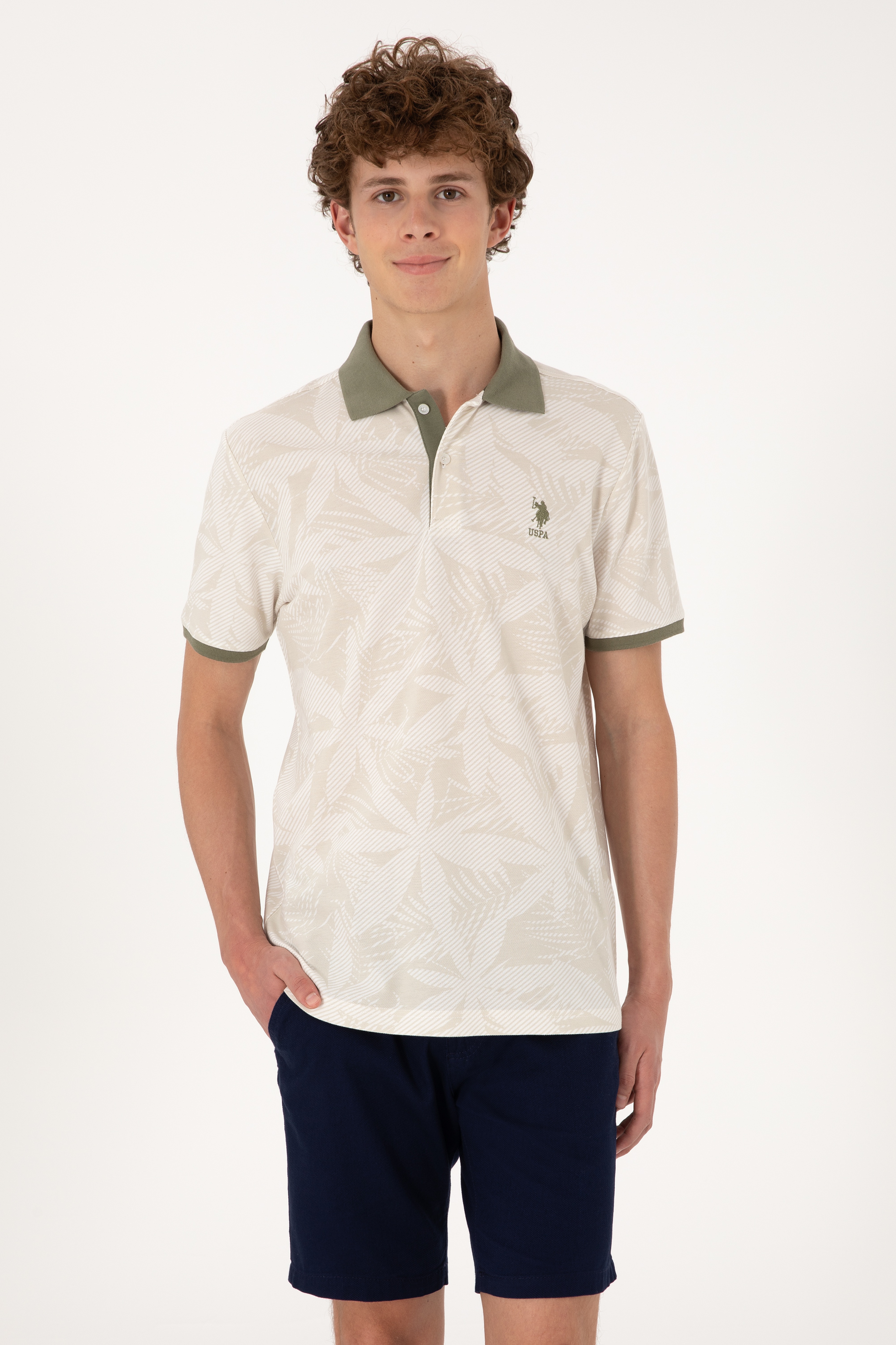 Erkek Regular Fit Polo Yaka Taş Tişört - Image 1