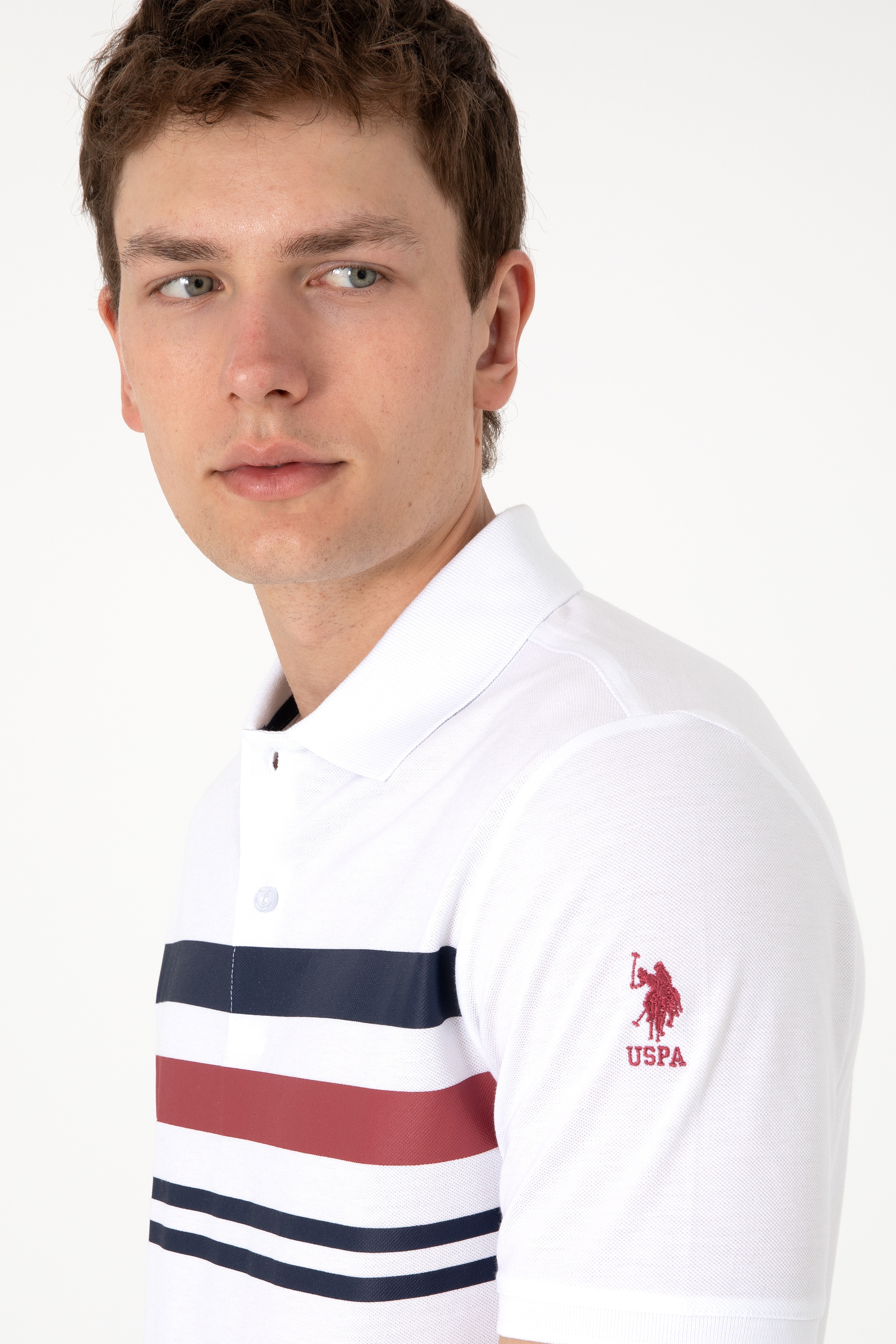 Erkek Regular Fit Polo Yaka Beyaz Tişört - Image 2