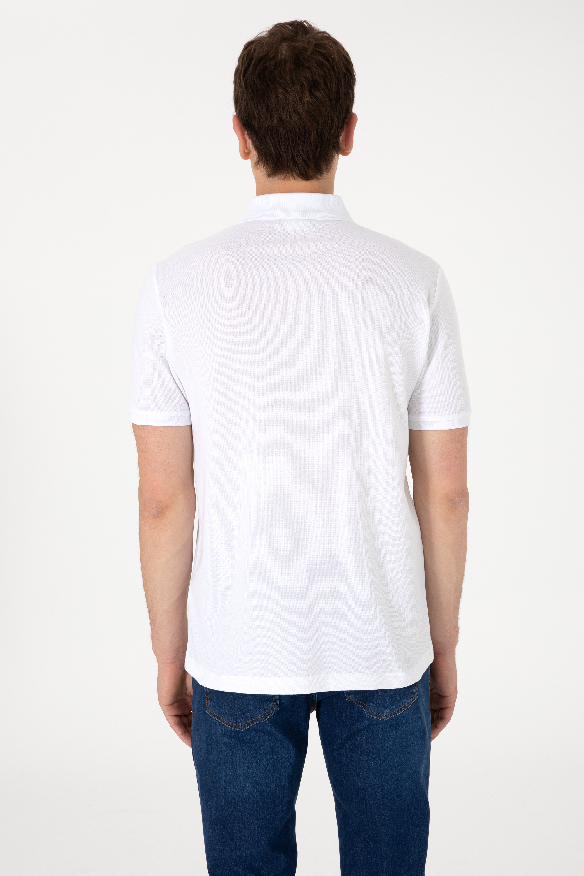 Erkek Regular Fit Polo Yaka Beyaz Tişört