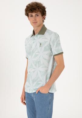 Erkek Regular Fit Polo Yaka Su Yeşili Tişört - 50306854018