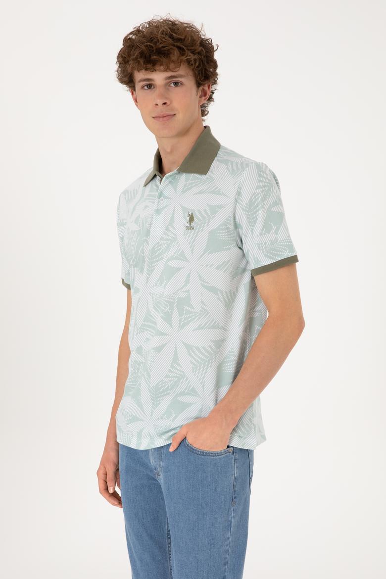 Erkek Regular Fit Polo Yaka Su Yeşili Tişört