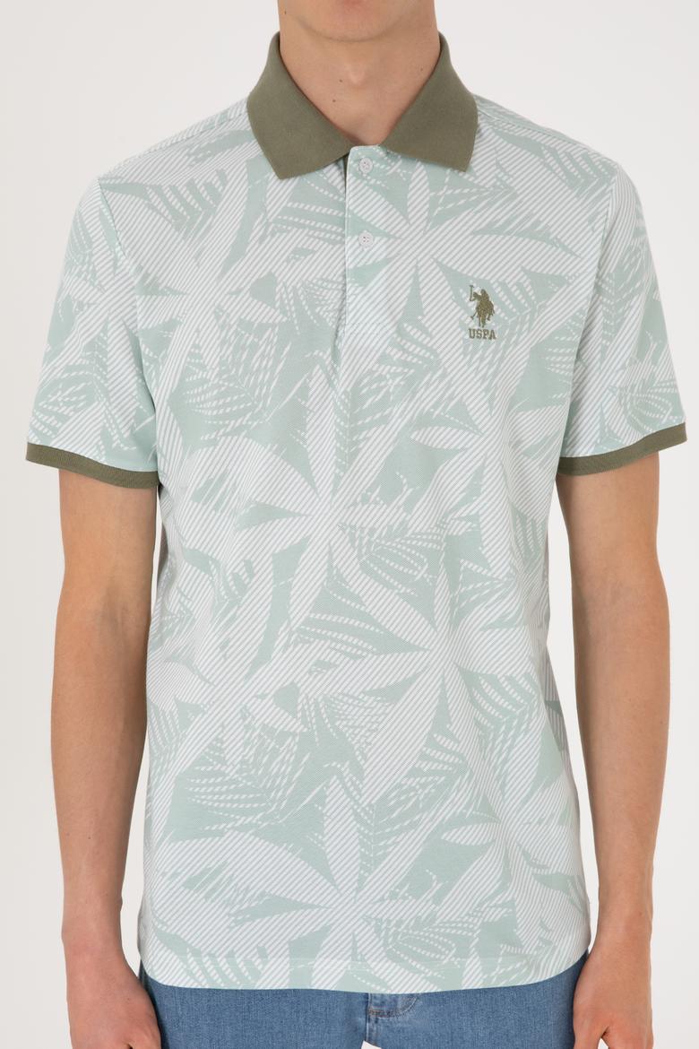 Erkek Regular Fit Polo Yaka Su Yeşili Tişört - 50306854018