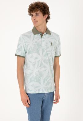 Erkek Regular Fit Polo Yaka Su Yeşili Tişört - 50306854018