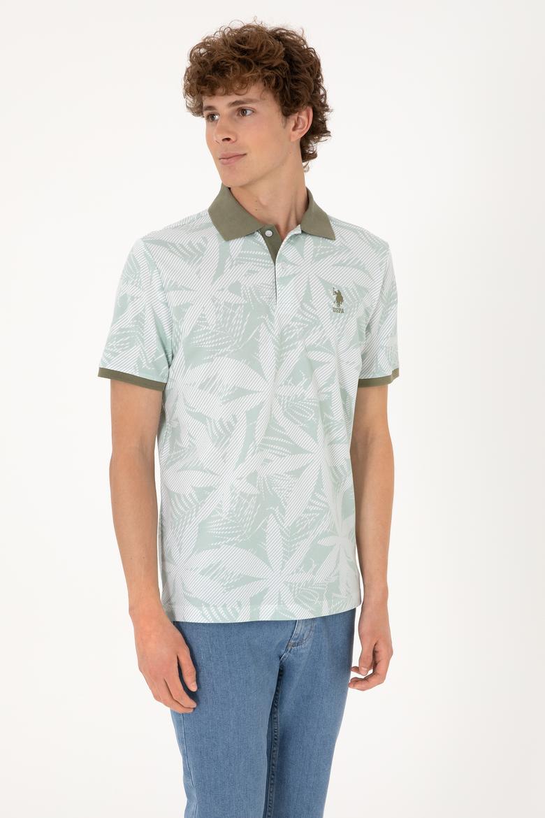 Erkek Regular Fit Polo Yaka Su Yeşili Tişört - 50306854018