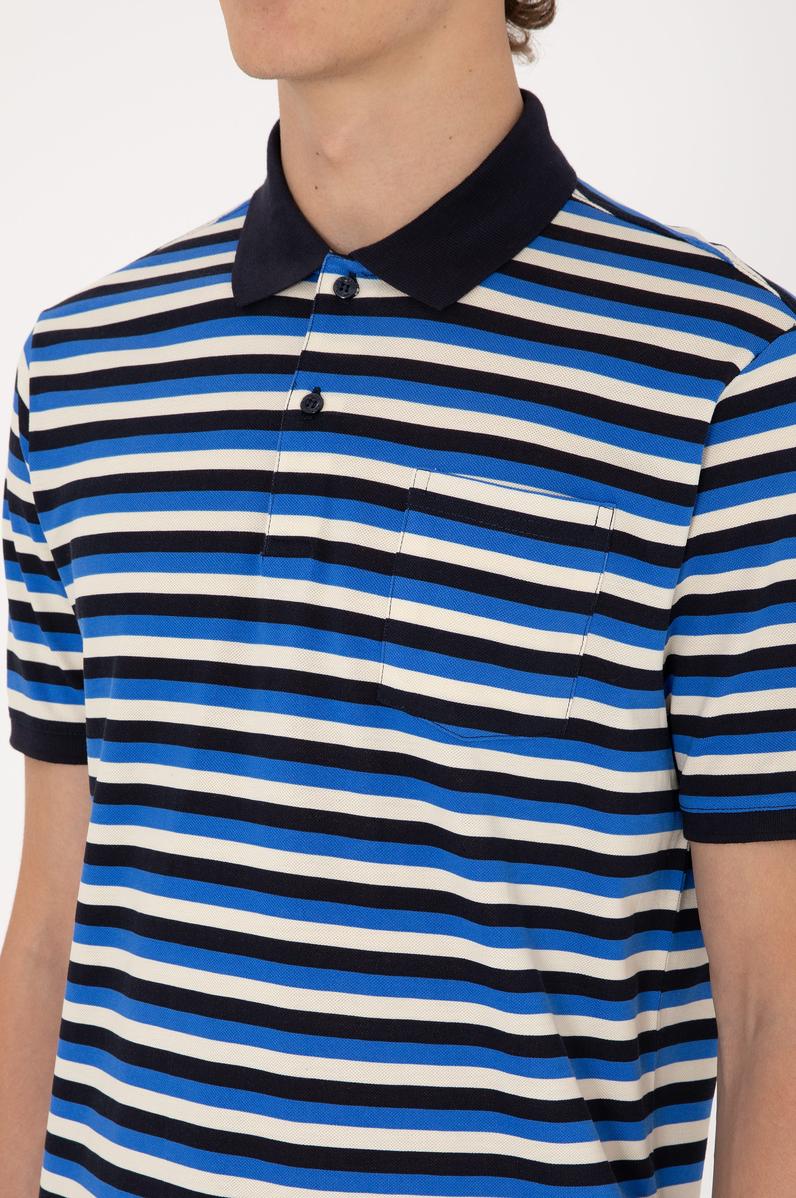 Erkek Regular Fit Lacivert Polo Yaka Çizgili Tişört