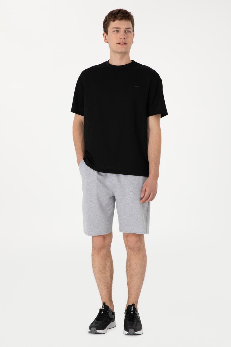 Erkek Gri Melanj Örme Şort - 50307289017