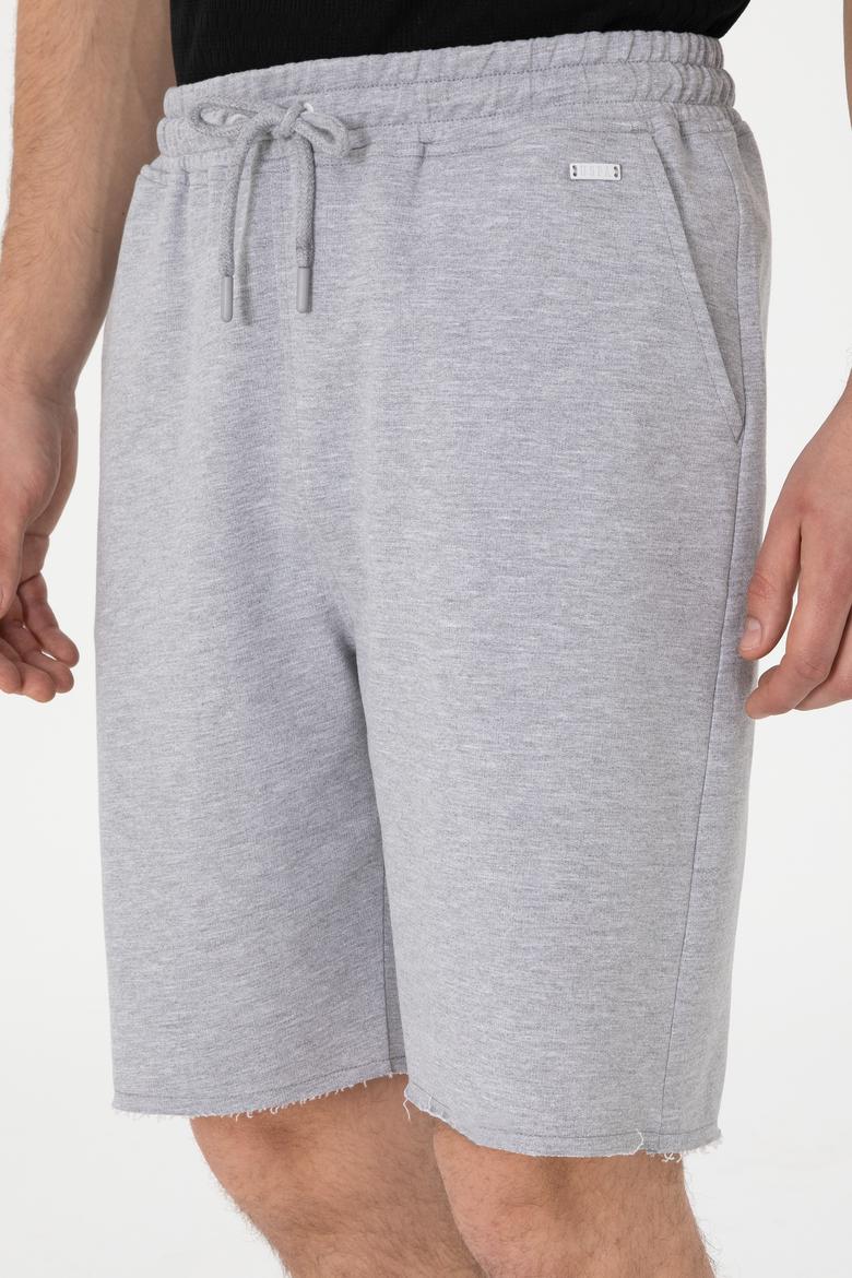 Erkek Gri Melanj Örme Şort - 50307289017