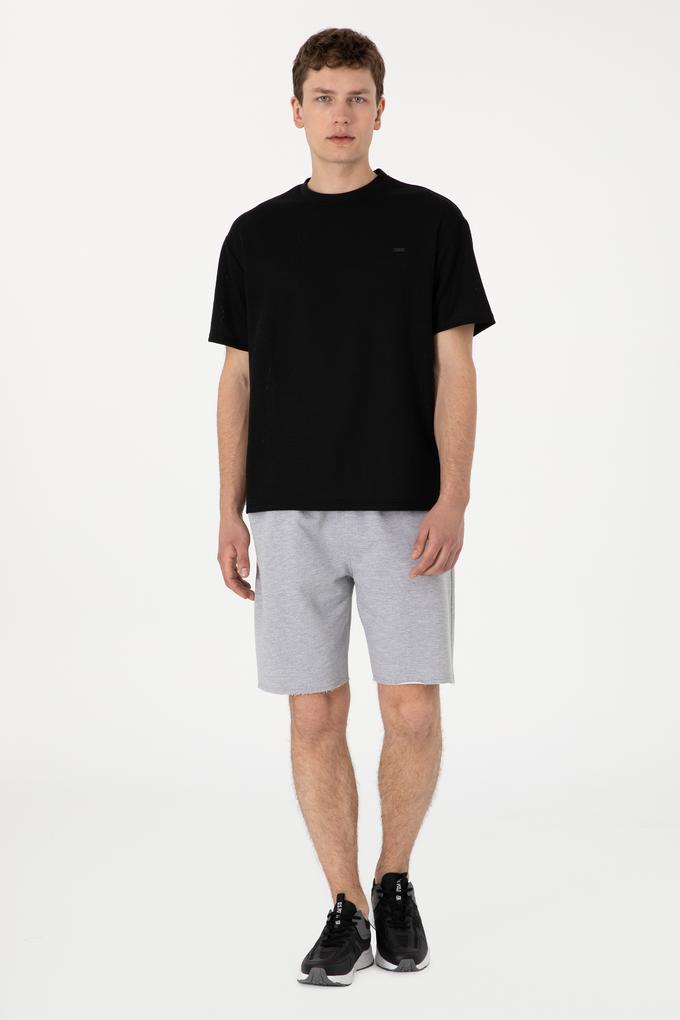 Erkek Gri Melanj Örme Şort