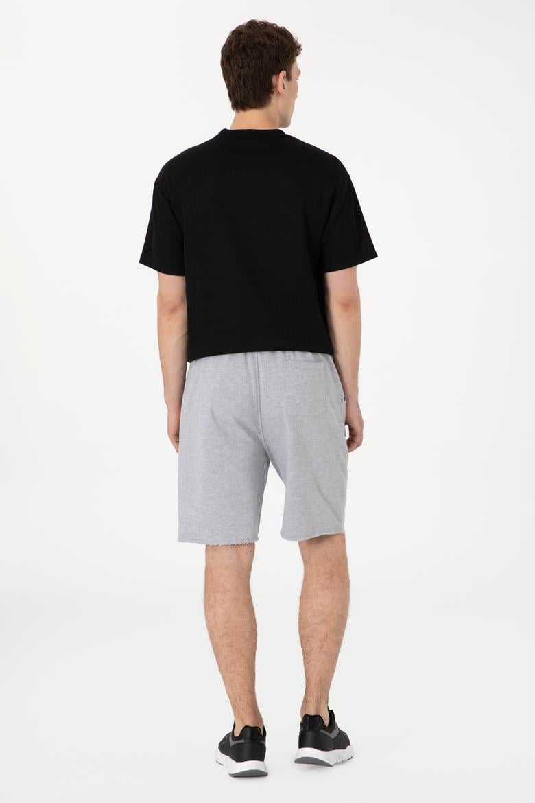 Erkek Gri Melanj Örme Şort - 50307289017