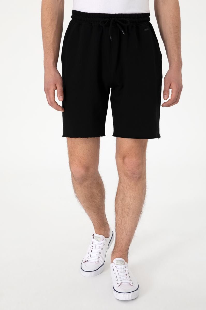 Erkek Siyah Örme Şort