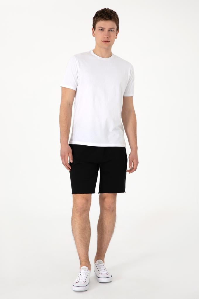 Erkek Siyah Örme Şort