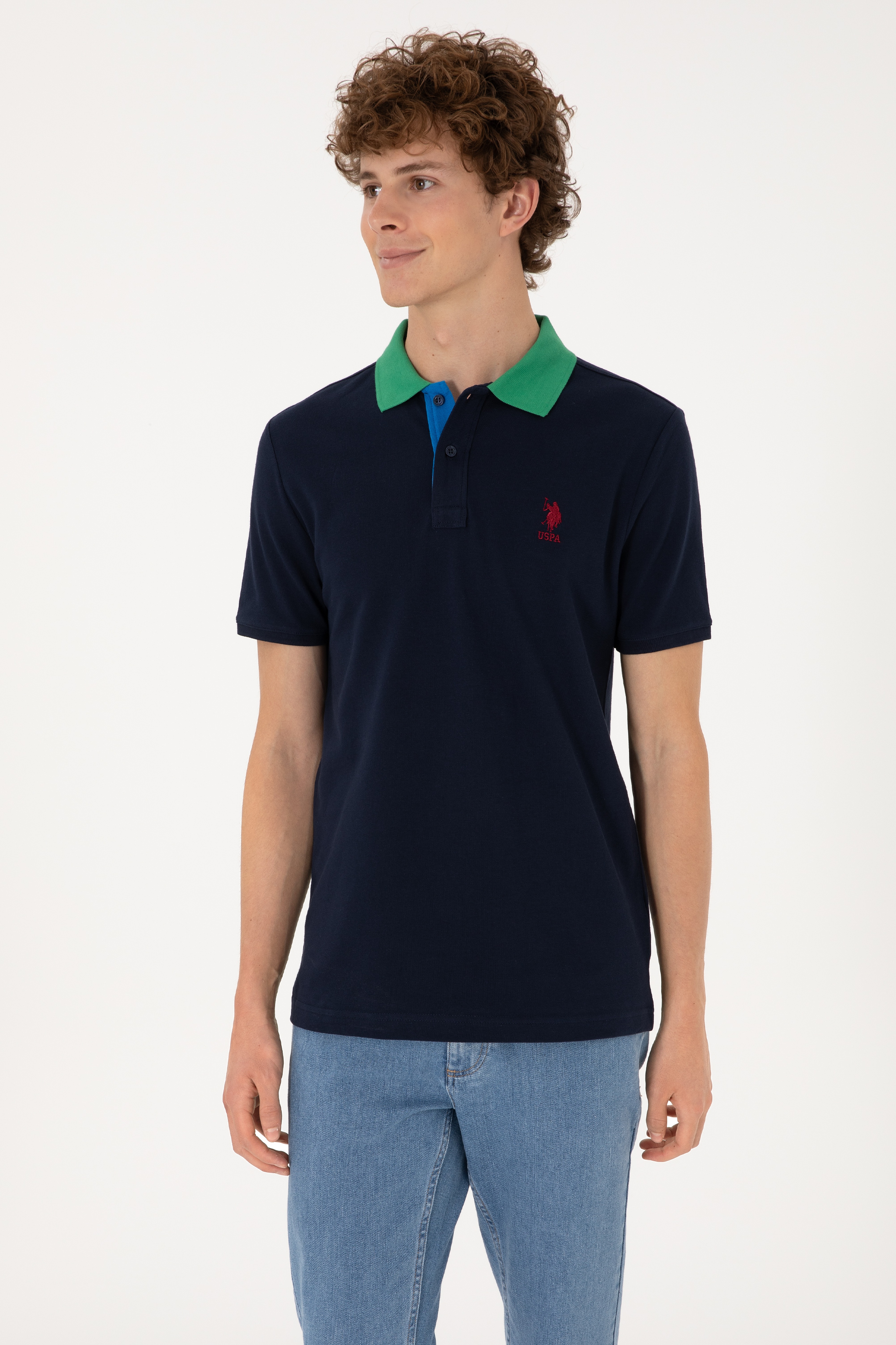 Erkek Regular Fit Polo Yaka Lacivert Tişört - Image 3