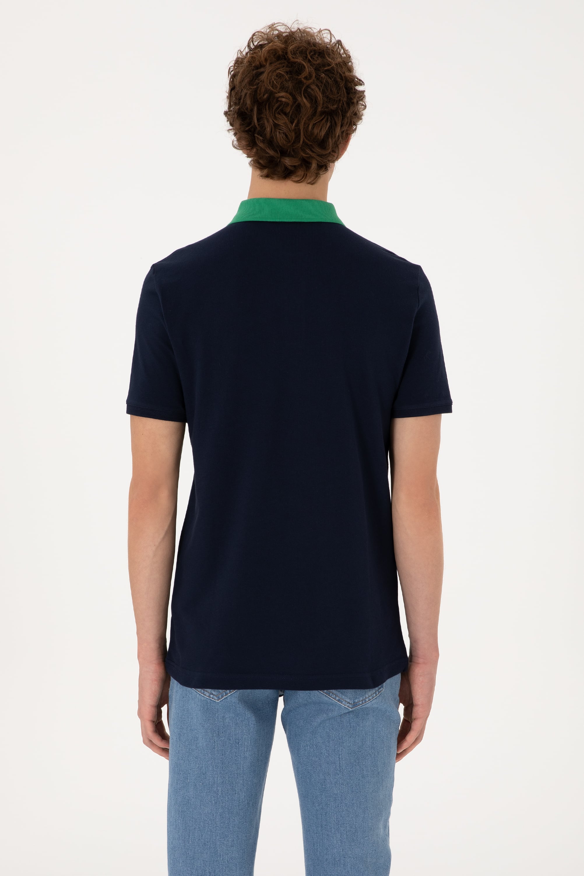 Erkek Regular Fit Polo Yaka Lacivert Tişört - Image 5