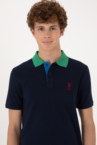 Erkek Regular Fit Polo Yaka Lacivert Tişört