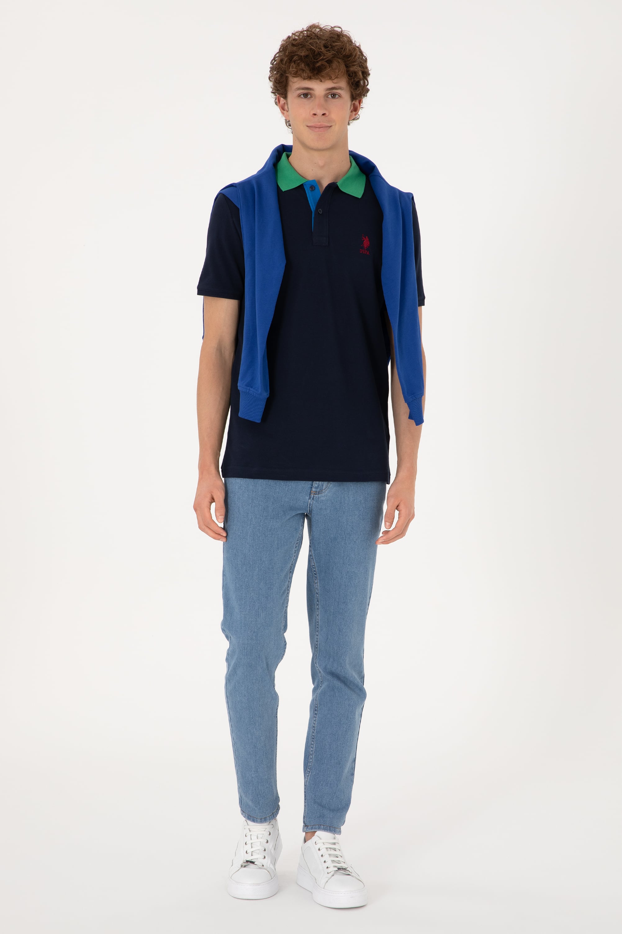 Erkek Regular Fit Polo Yaka Lacivert Tişört - Image 4