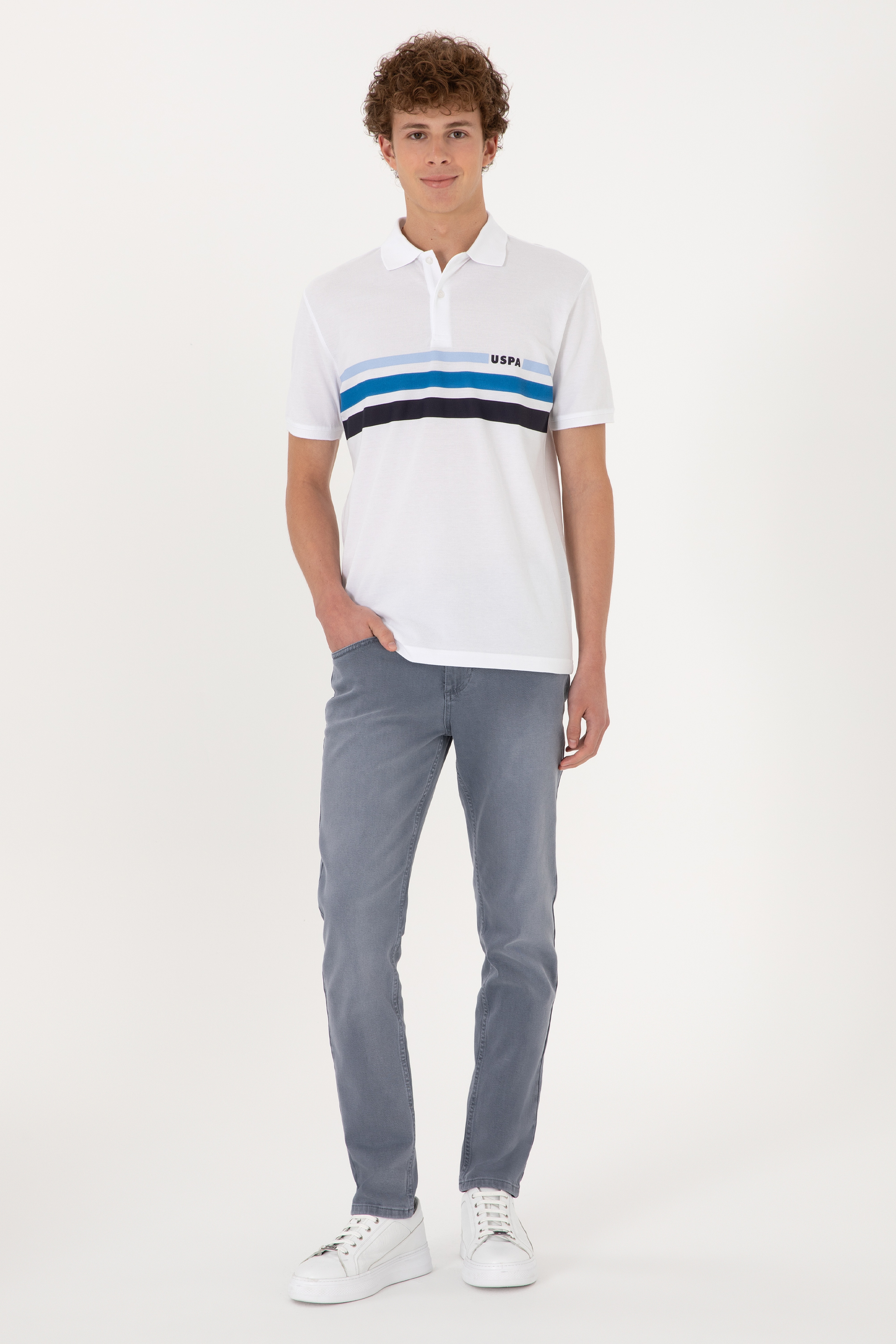 Erkek Regular Fit Polo Yaka Beyaz Tişört - Image 4