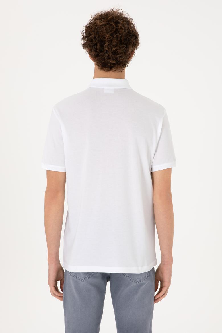 Erkek Regular Fit Polo Yaka Beyaz Tişört - 50306811006