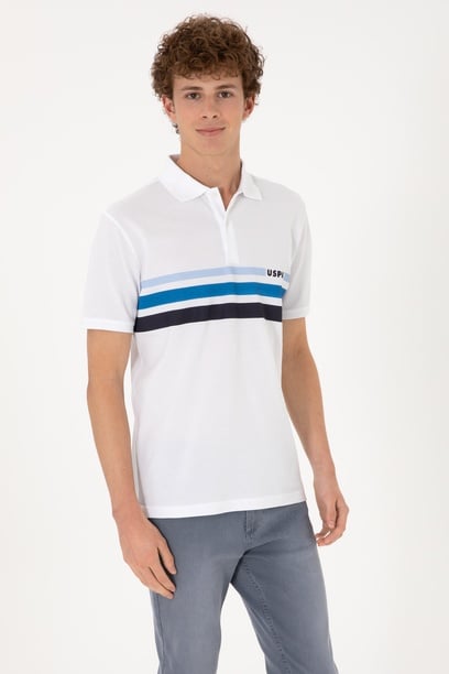 Erkek Regular Fit Polo Yaka Beyaz Tişört