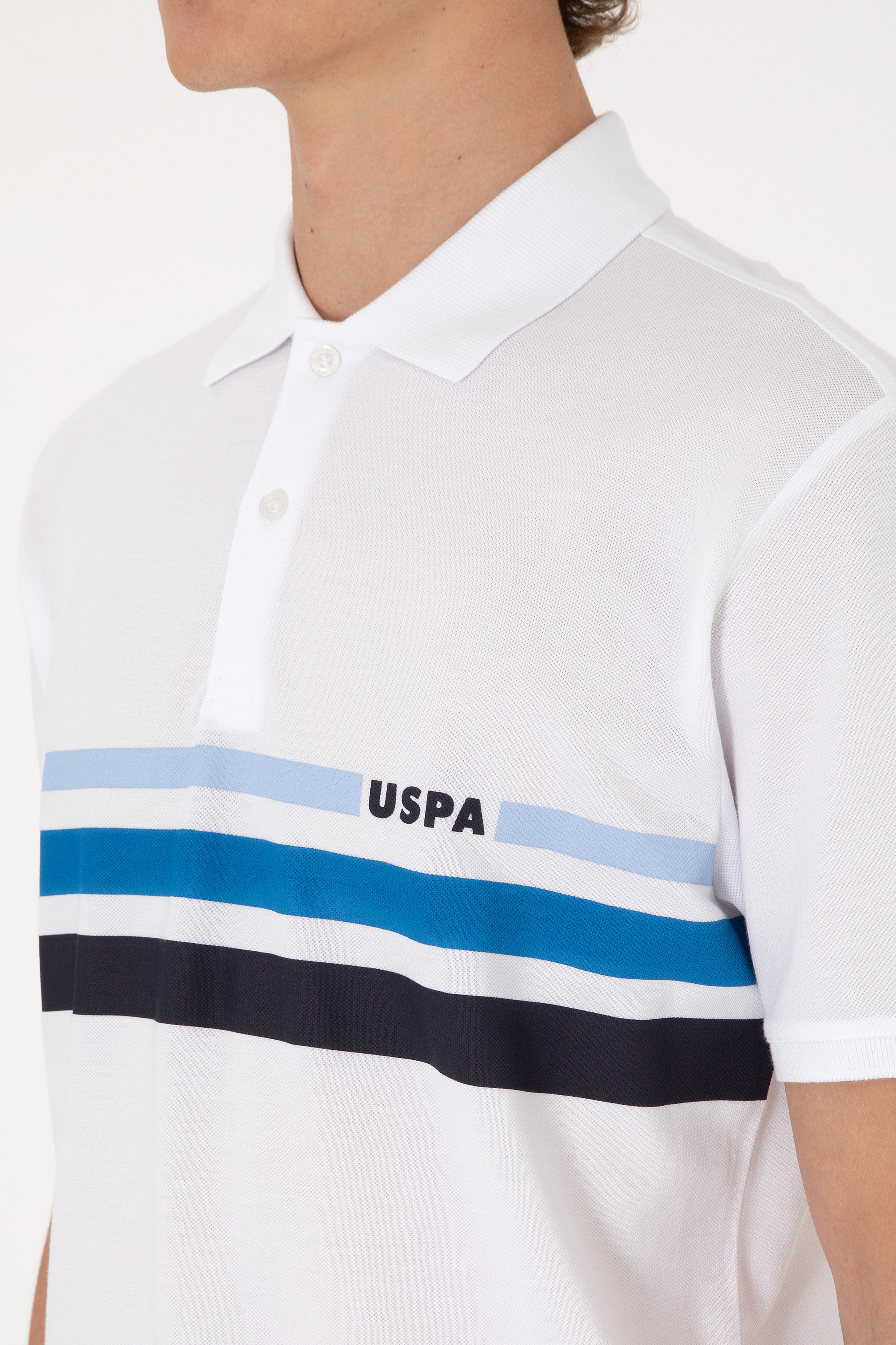 Erkek Regular Fit Polo Yaka Beyaz Tişört - Image 7