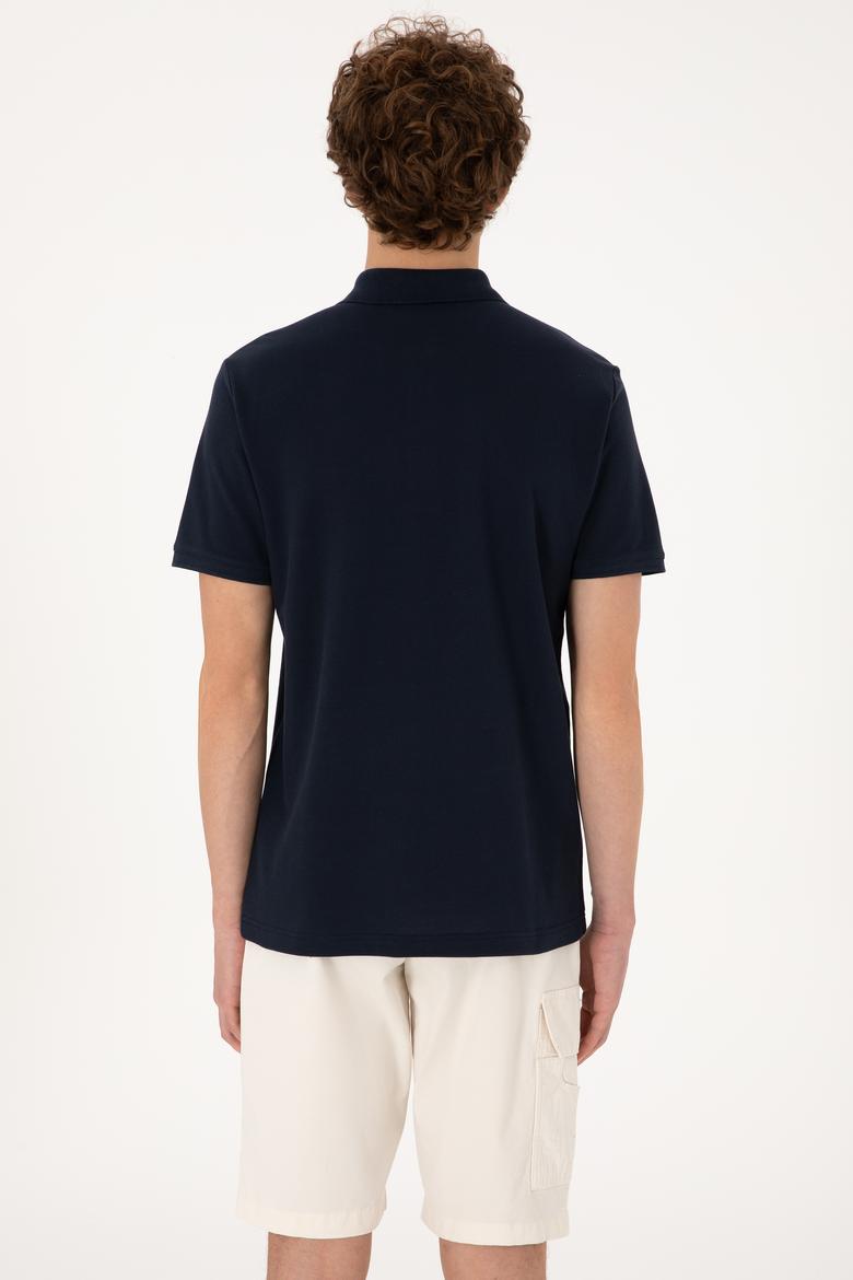 Erkek Regular Fit Fermuarlı Lacivert Tişört - 50306836037