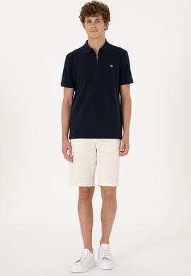 Erkek Regular Fit Fermuarlı Lacivert Tişört - 50306836037