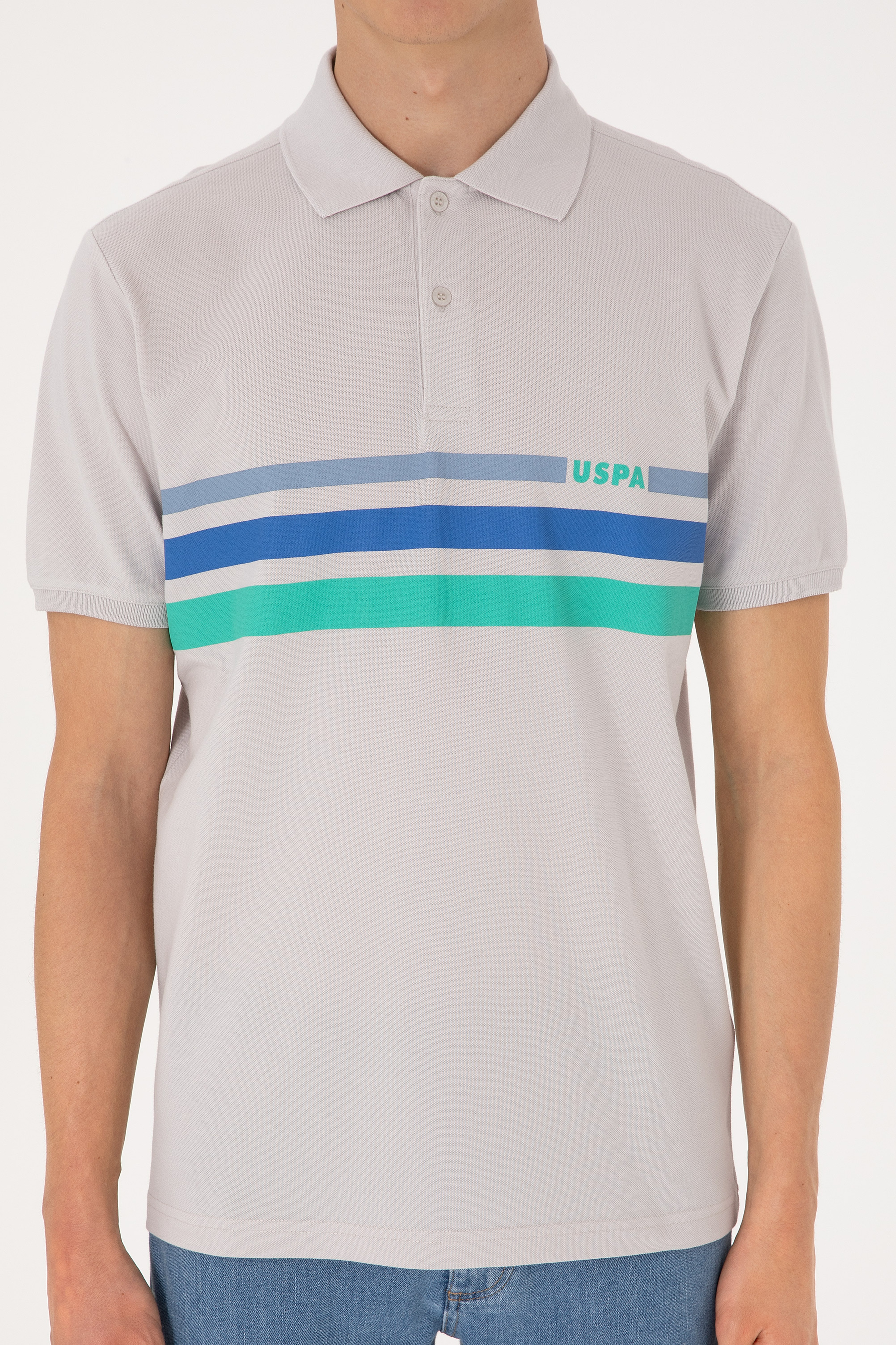 Erkek Regular Fit Polo Yaka Açık Gri Tişört