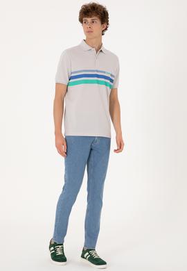 Erkek Regular Fit Polo Yaka Açık Gri Tişört - 50306811023