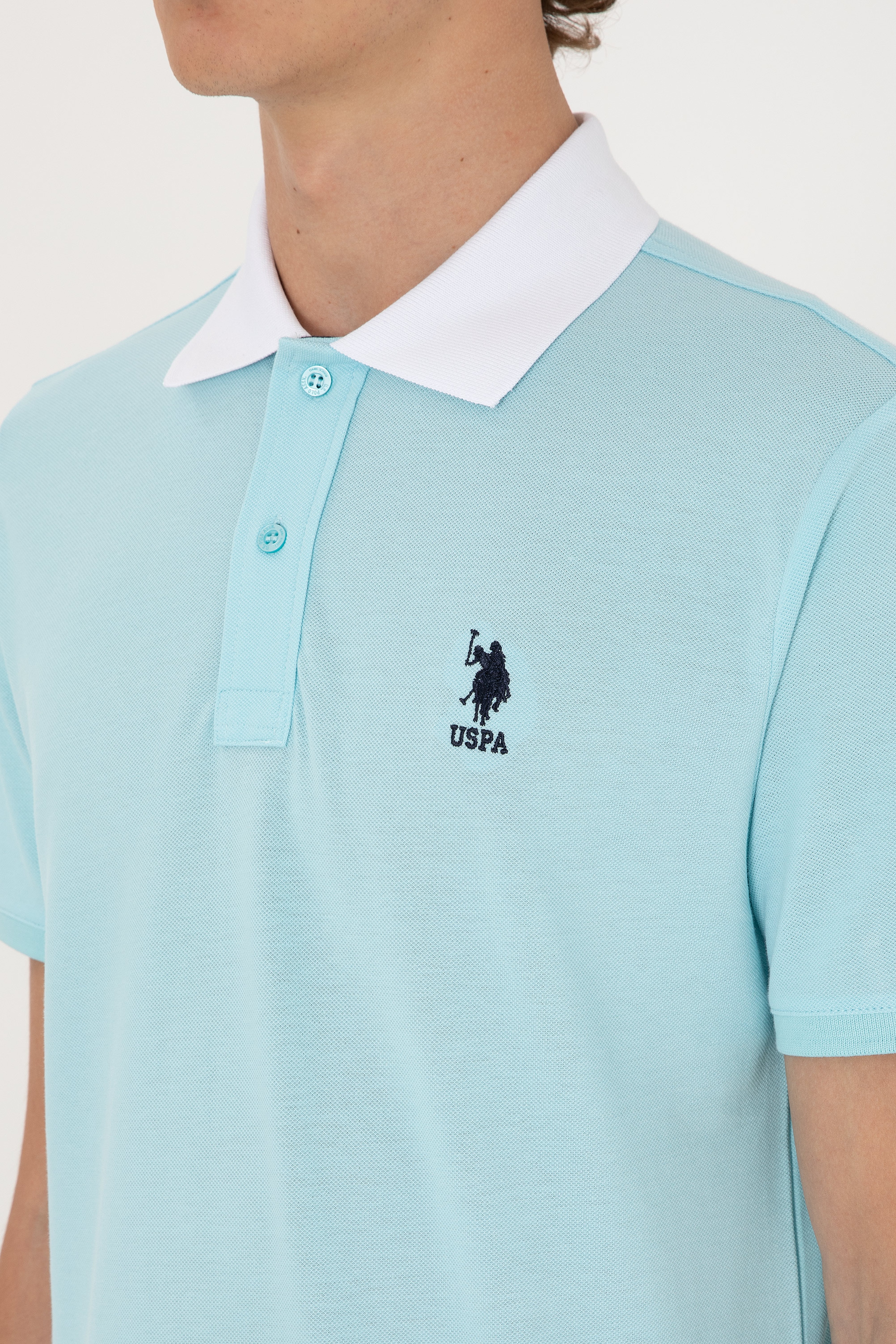 Erkek Regular Fit Polo Yaka Aqua Tişört - Image 7