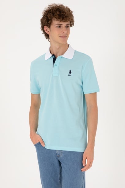 Erkek Regular Fit Polo Yaka Aqua Tişört