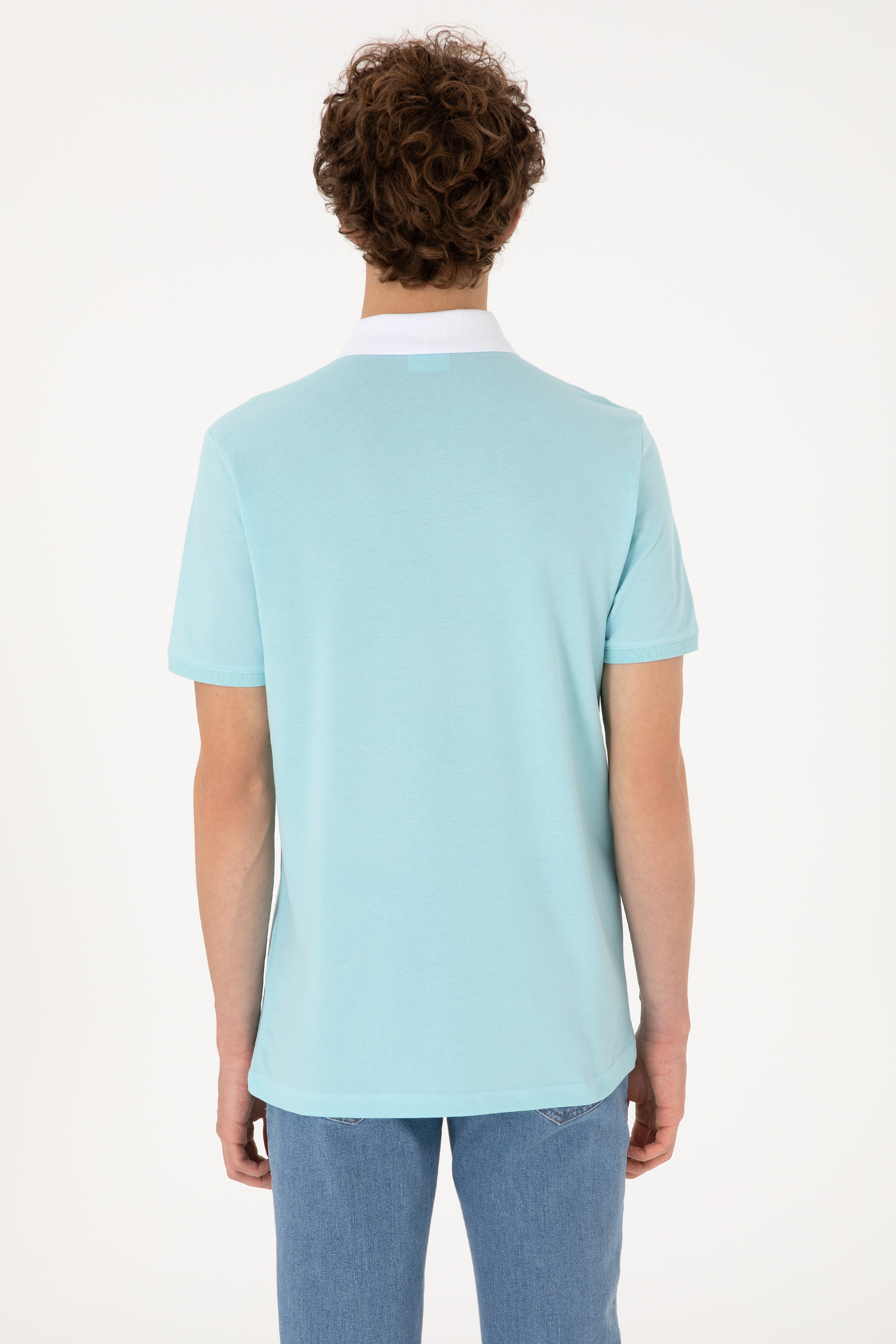 Erkek Regular Fit Polo Yaka Aqua Tişört