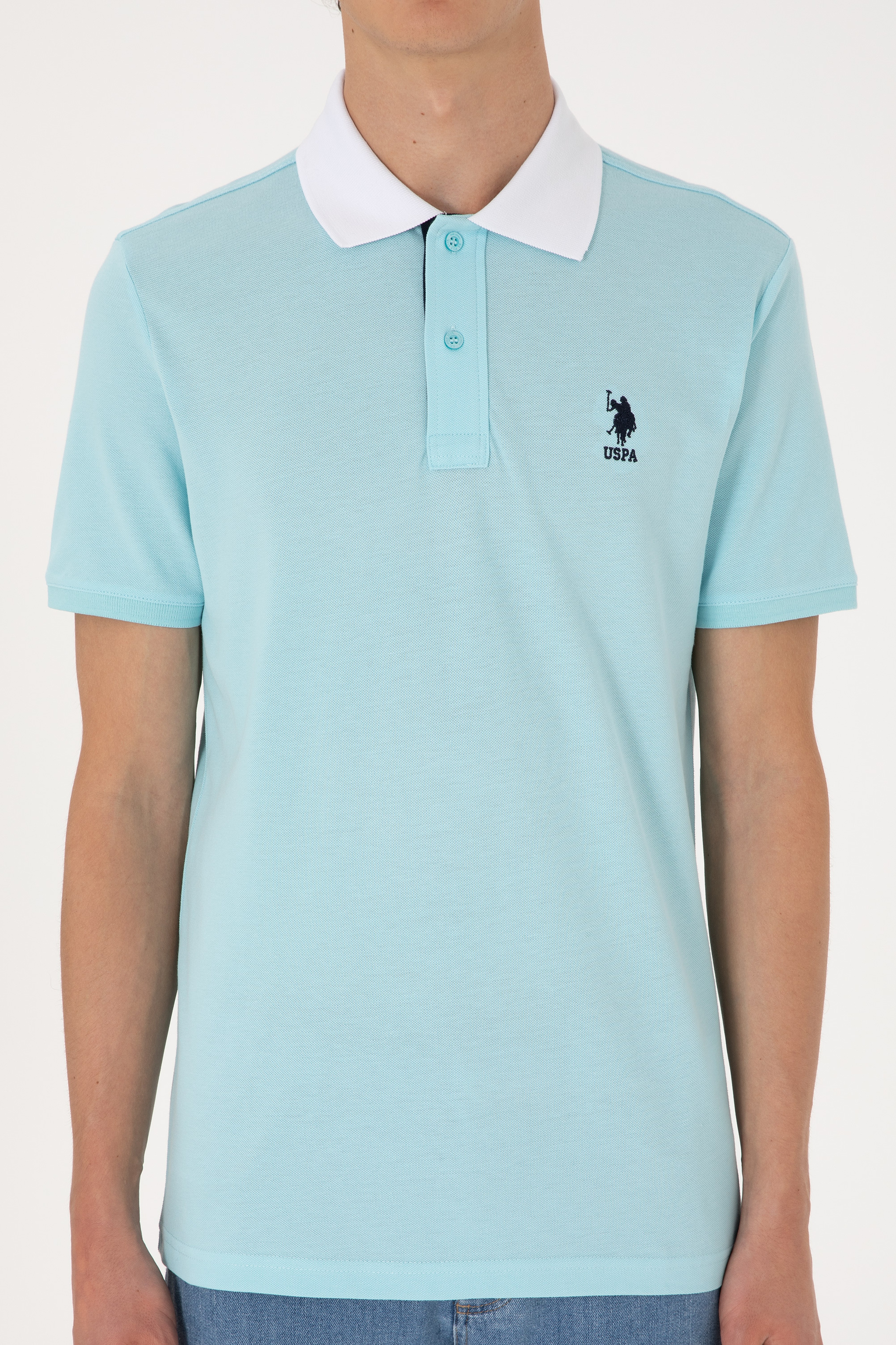 Erkek Regular Fit Polo Yaka Aqua Tişört - Image 6