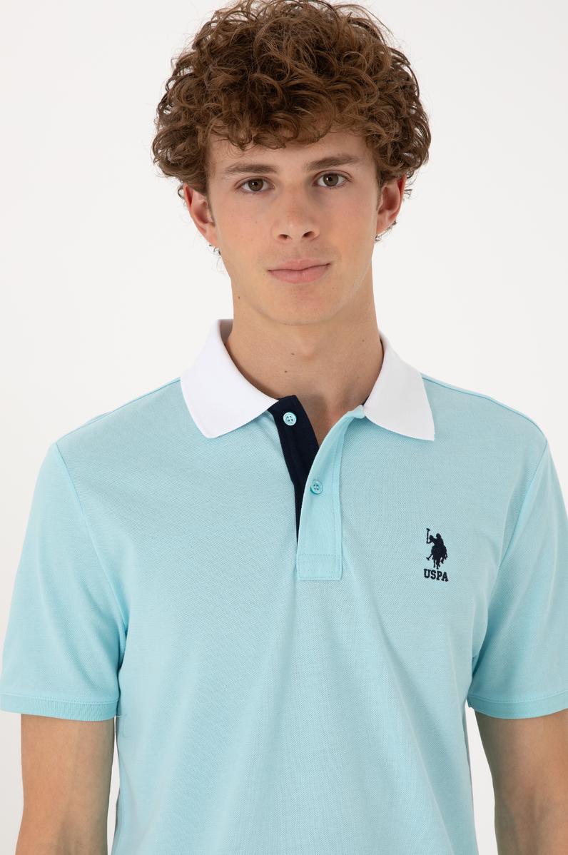 Erkek Regular Fit Polo Yaka Aqua Tişört