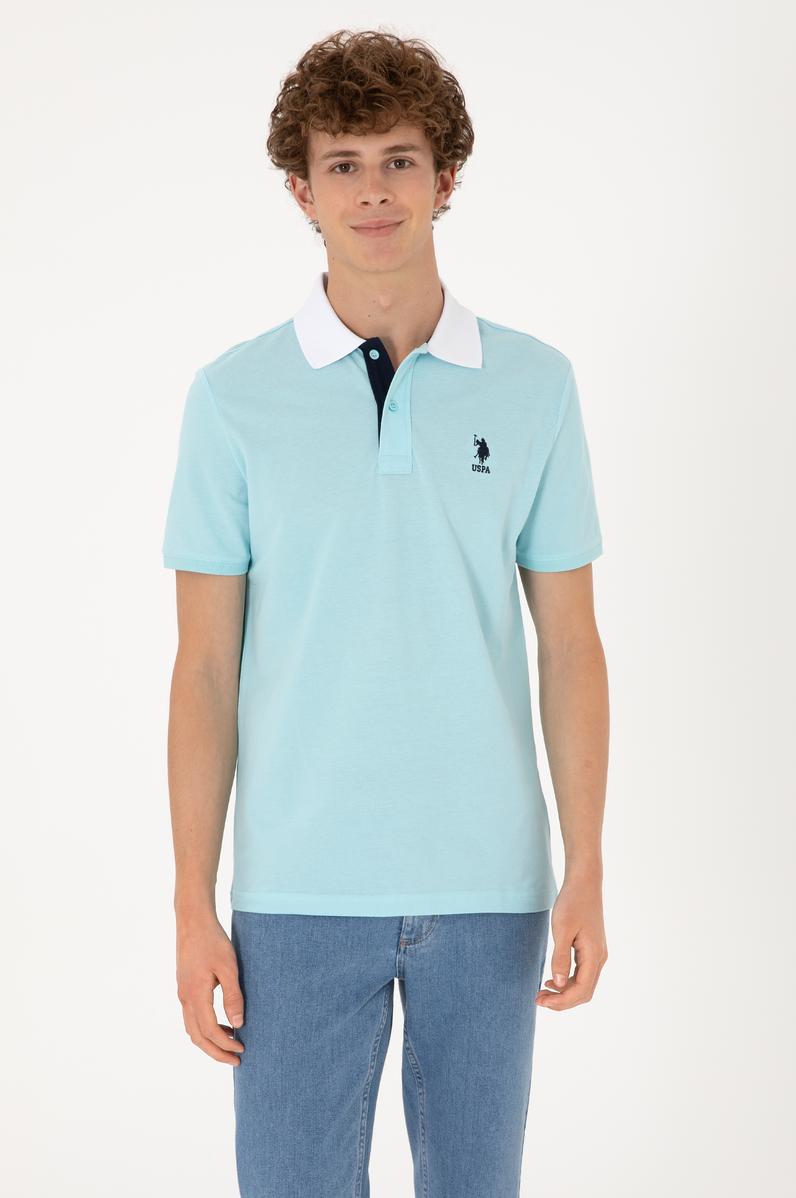 Erkek Regular Fit Polo Yaka Aqua Tişört