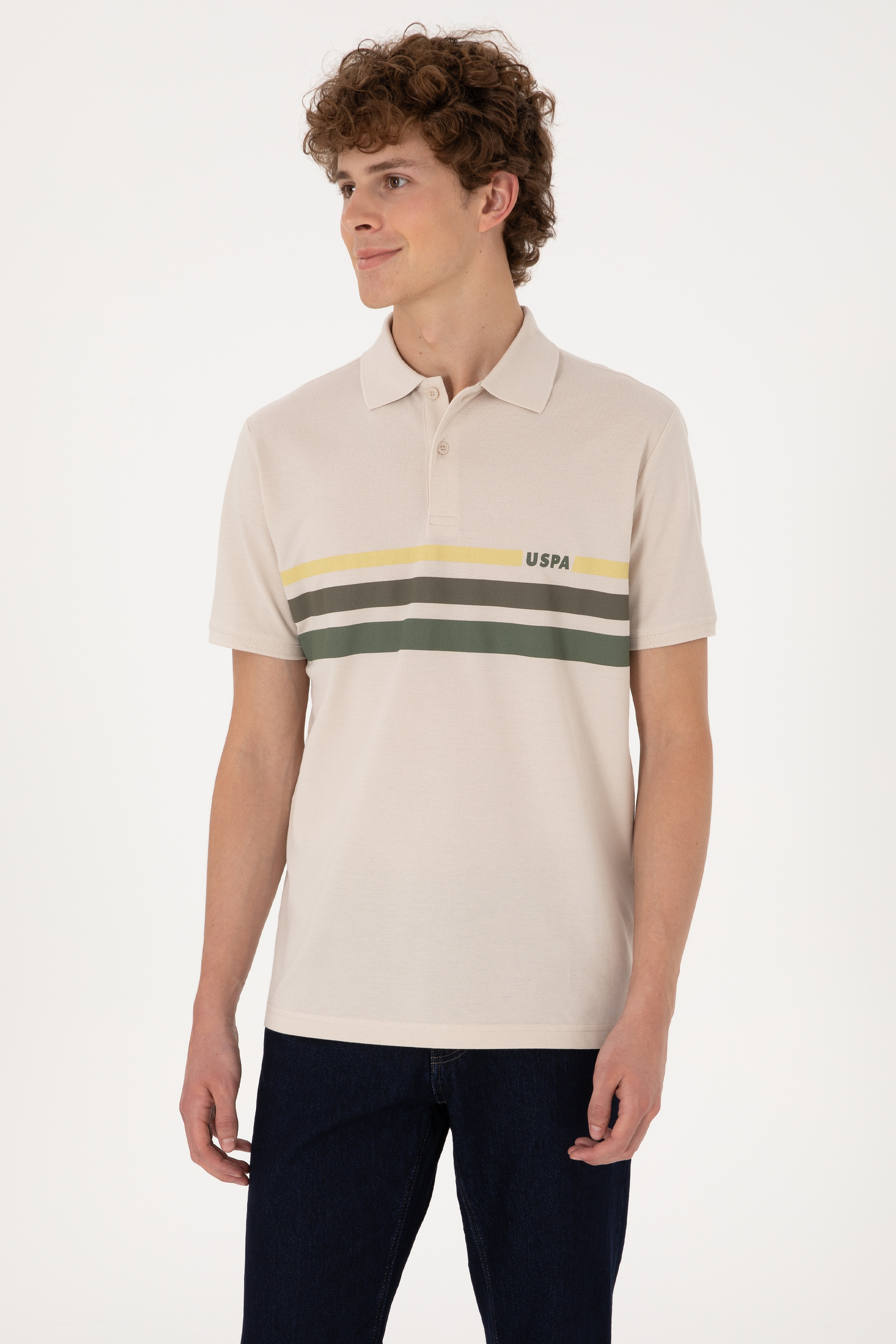 Erkek Regular Fit Polo Yaka Taş Tişört - Image 1