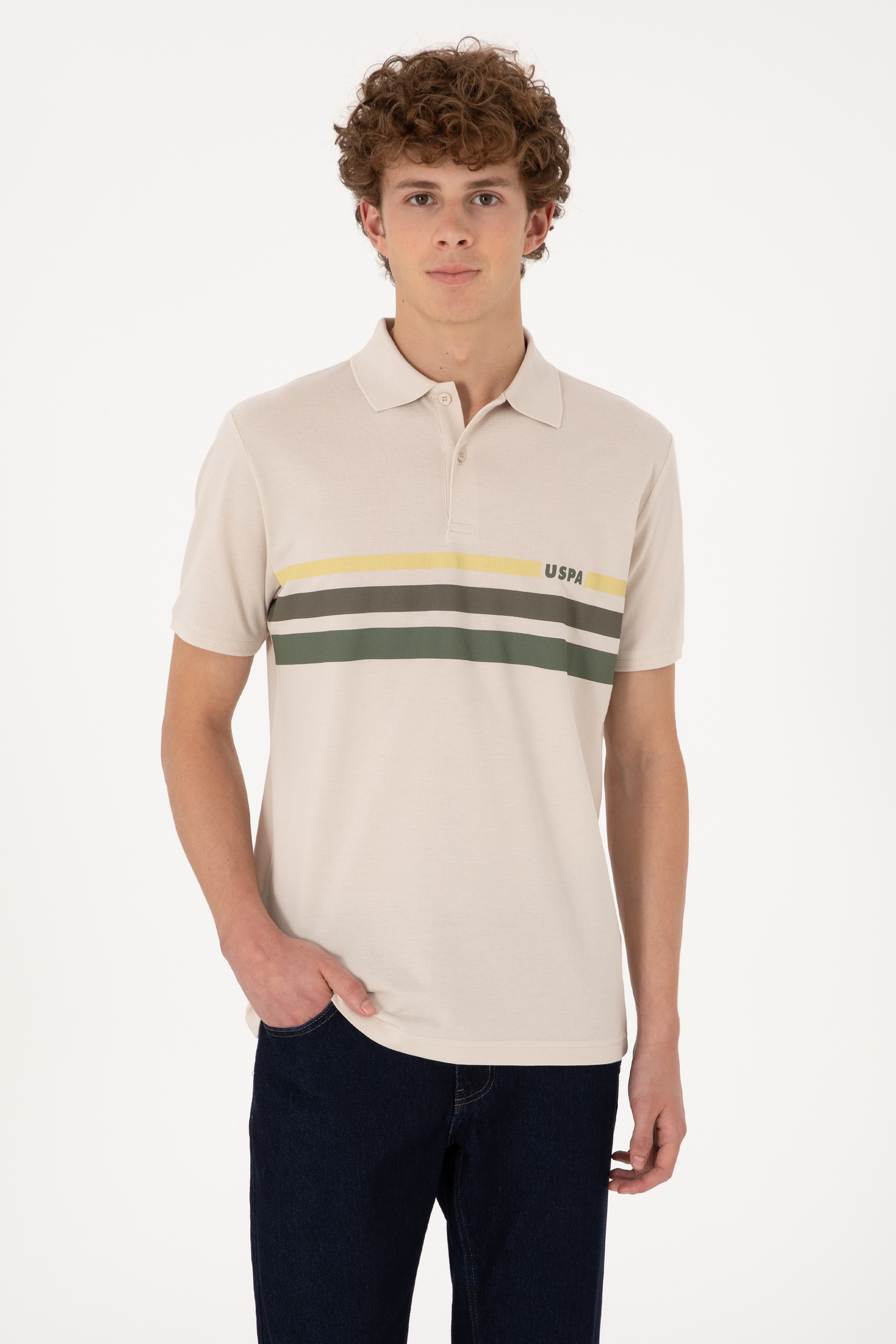 Erkek Regular Fit Polo Yaka Taş Tişört