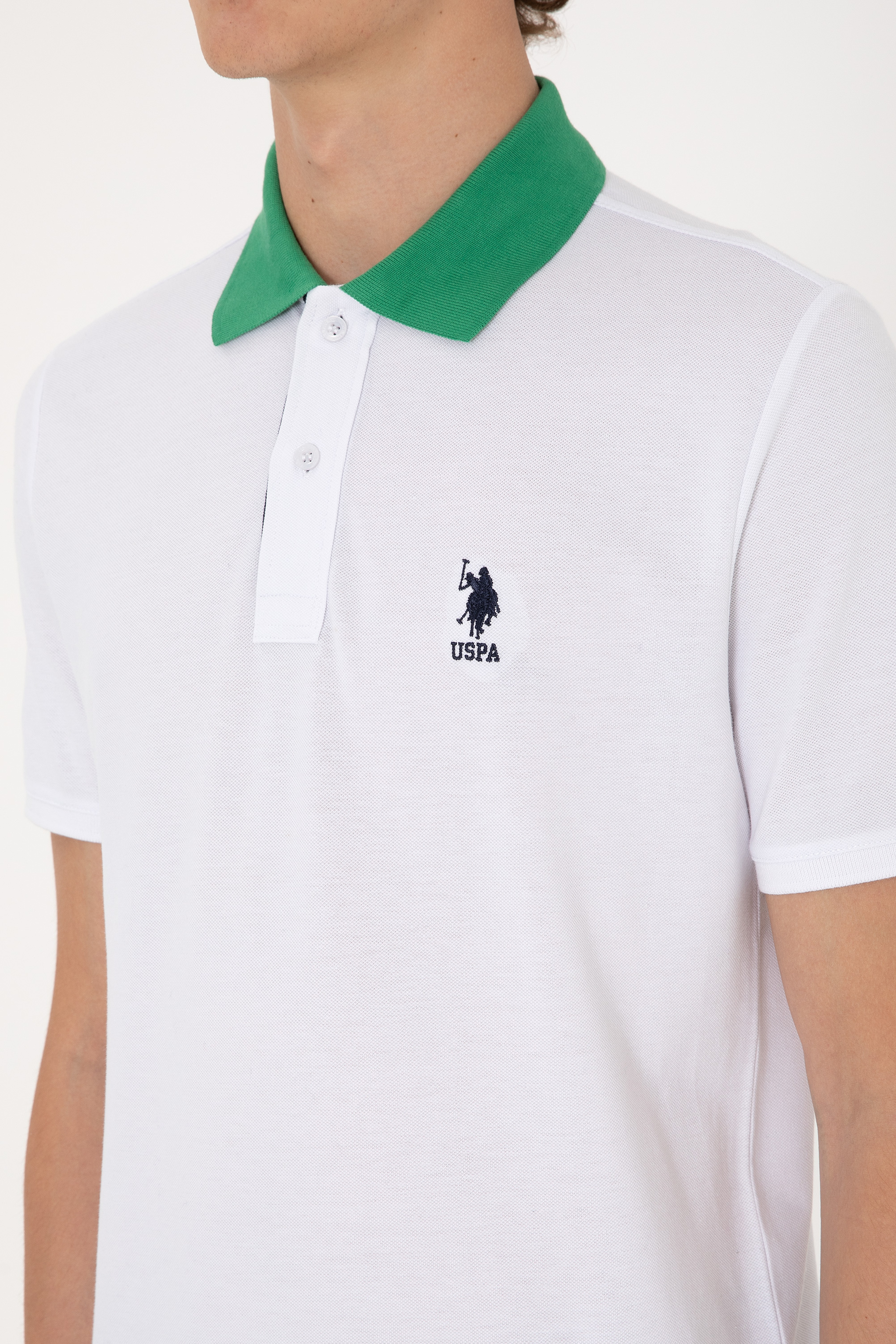 Erkek Regular Fit Polo Yaka Beyaz Tişört - Image 7